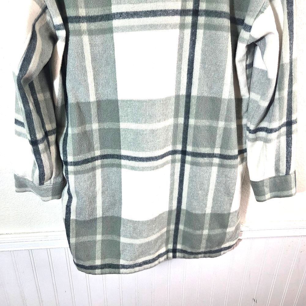Banana Republic Green Plaid Fleece Shacket Button Up Mens Medium - Picture 4 of 12